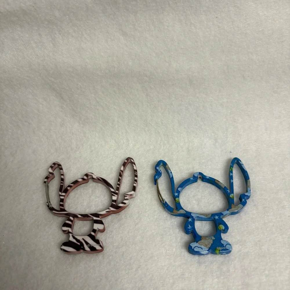 SOLD Set of 2 STITCH Carabiner Keychain Bag Charm Blue Brown Disney Japan - Picture 4 of 10